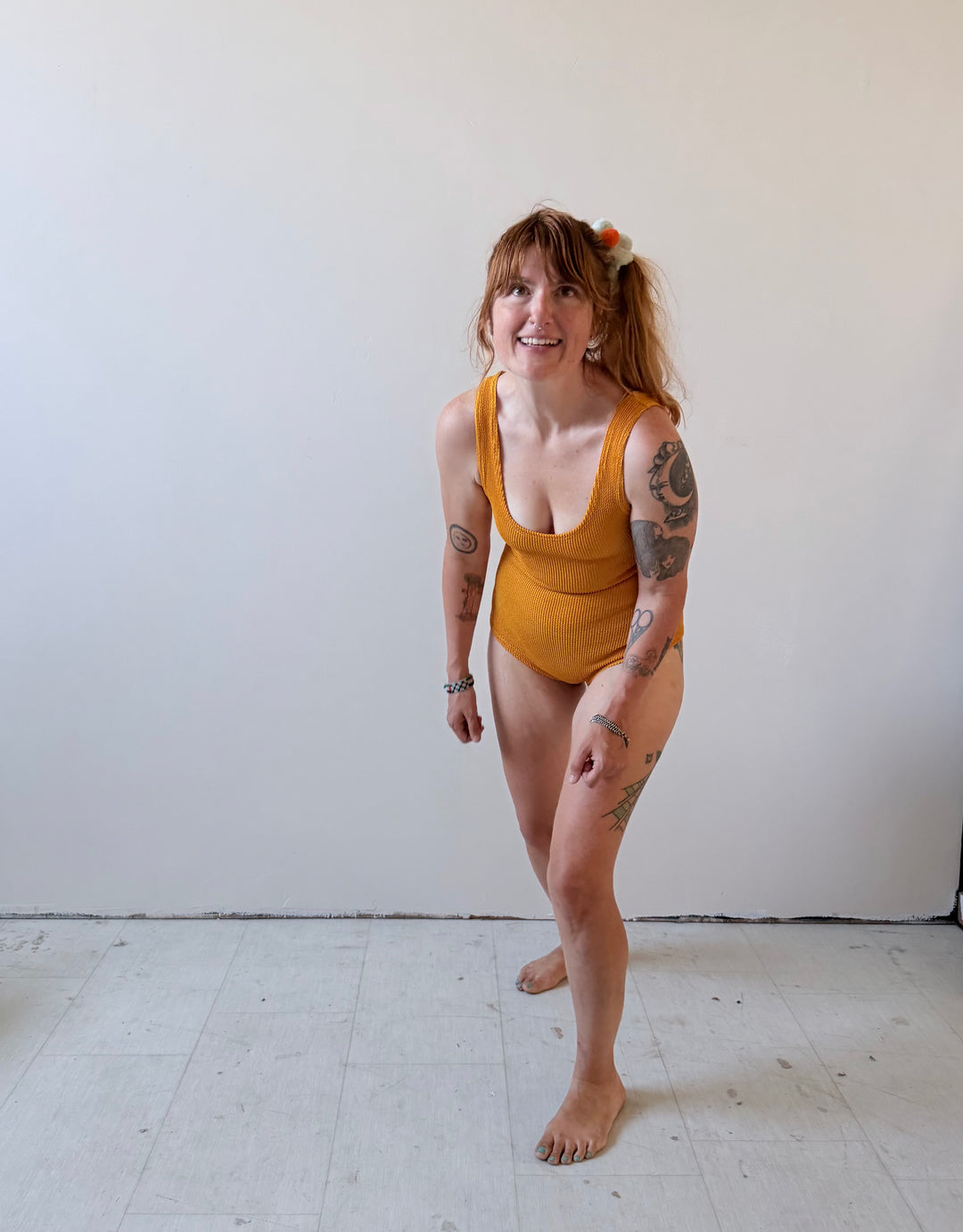 The Lyle Swimsuit in Marigold (OSFM Fabric!)