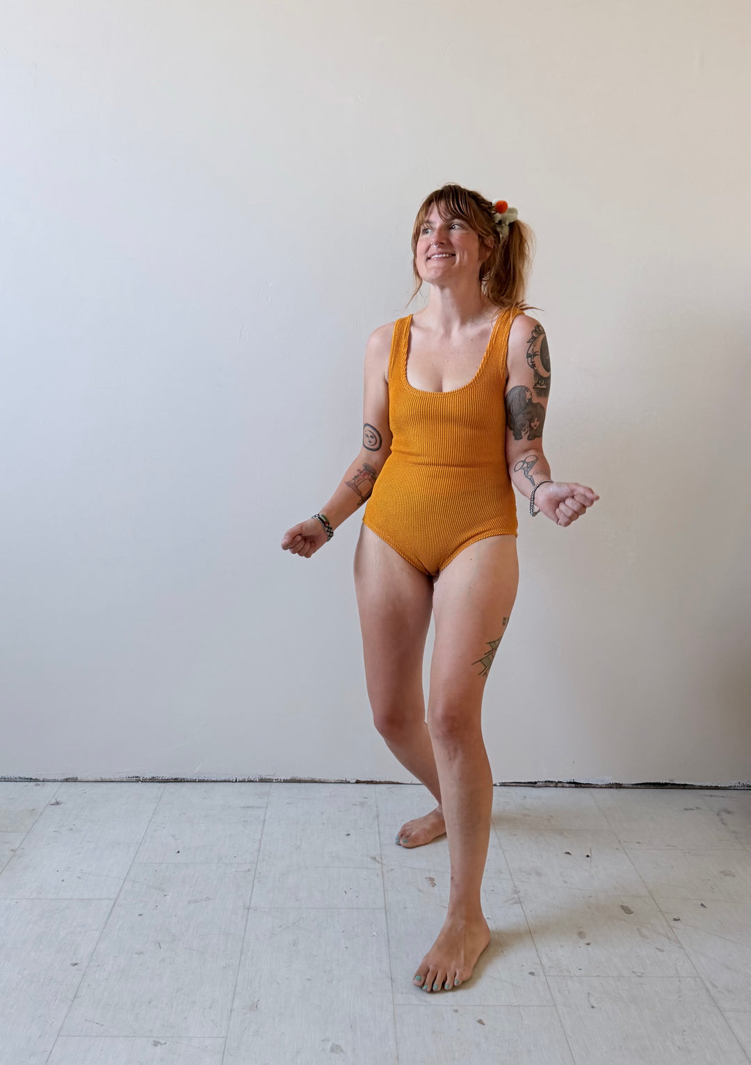 The Lyle Swimsuit in Marigold (OSFM Fabric!)
