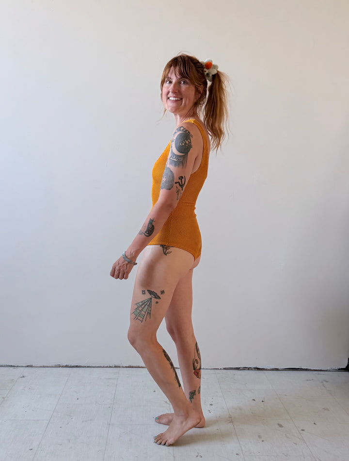The Lyle Swimsuit in Marigold (OSFM Fabric!)