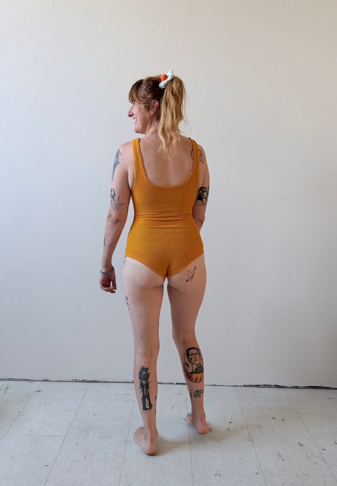 The Lyle Swimsuit in Marigold (OSFM Fabric!)