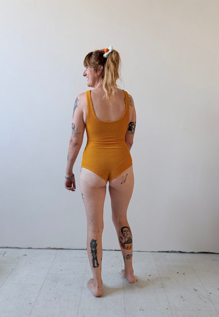The Lyle Swimsuit in Marigold (OSFM Fabric!)
