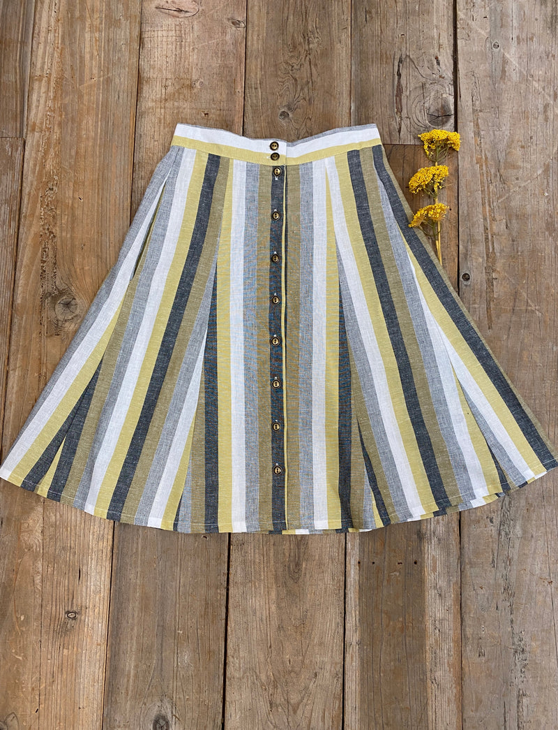 Bae Skirt in Linen Stripe