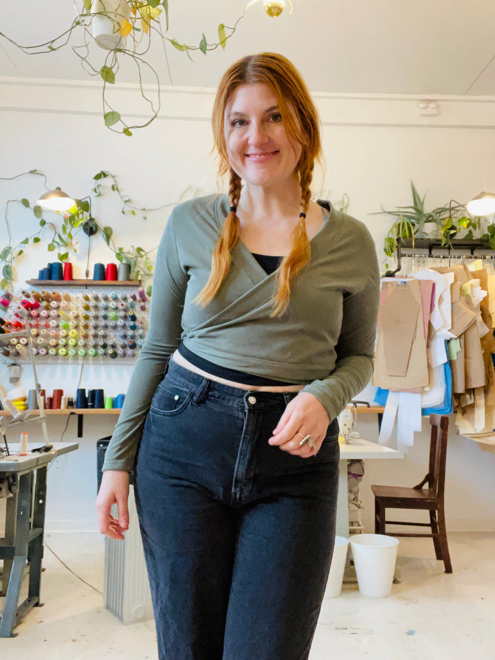 Rowan Wrap Knit Top in Pistachio