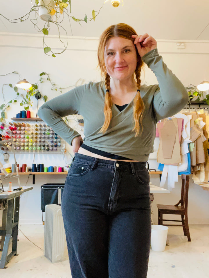 Rowan Wrap Knit Top in Pistachio
