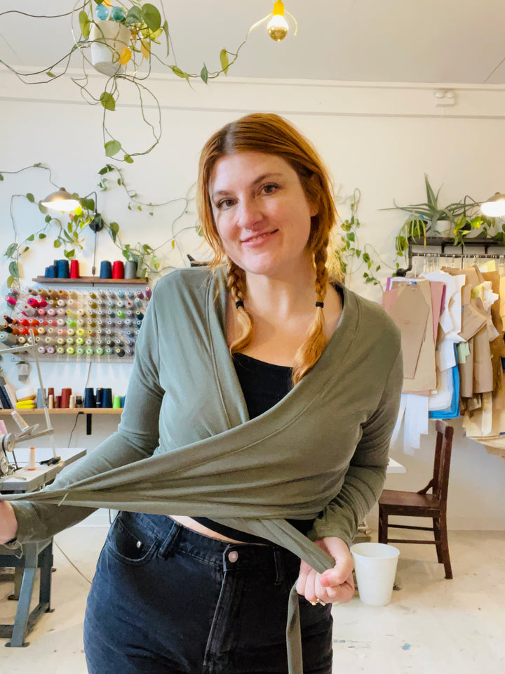 Rowan Wrap Knit Top in Pistachio