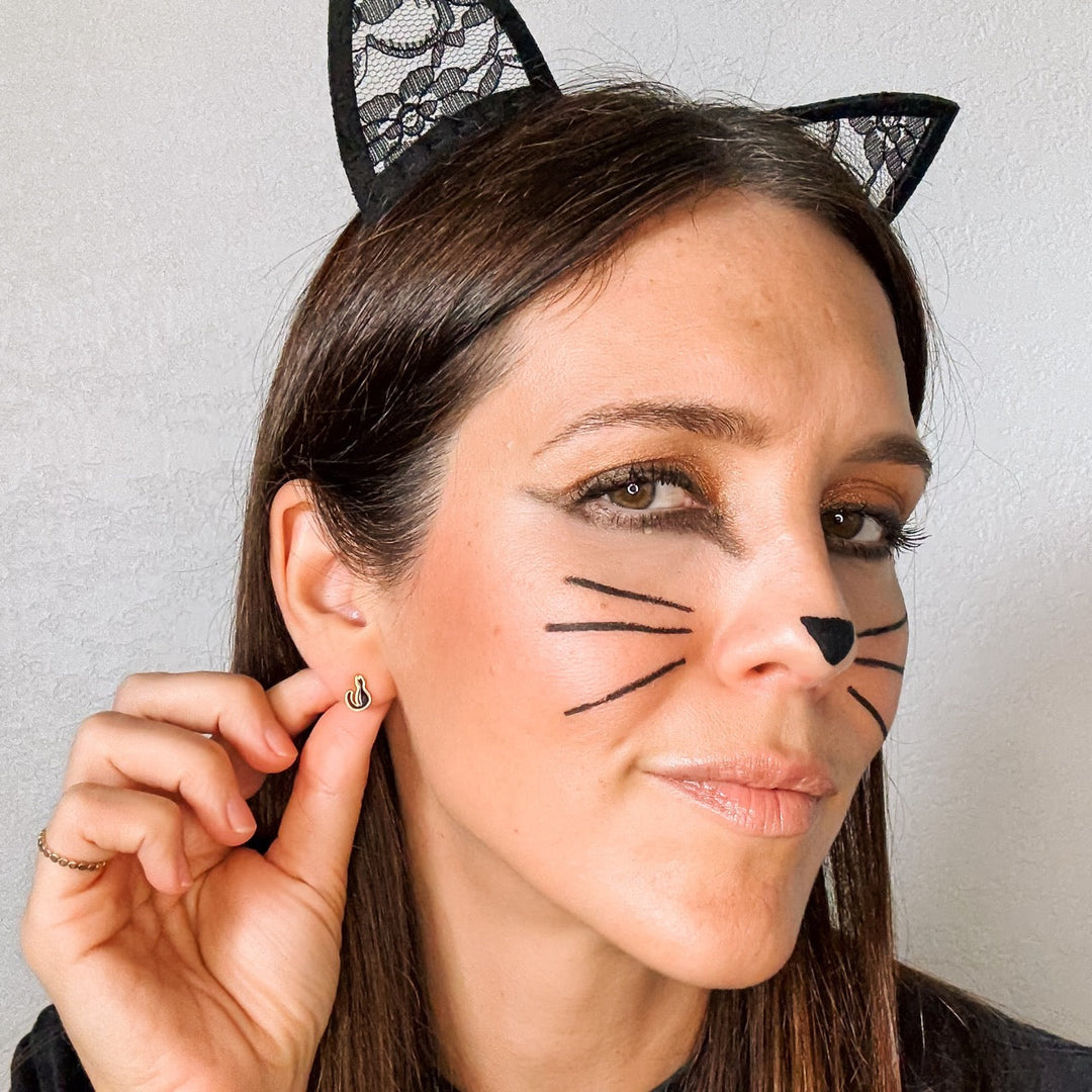 Black Cat Stud Earrings