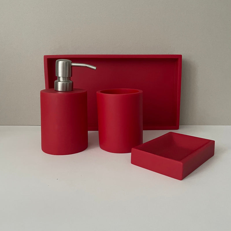 Red Resin Rectangular Tray