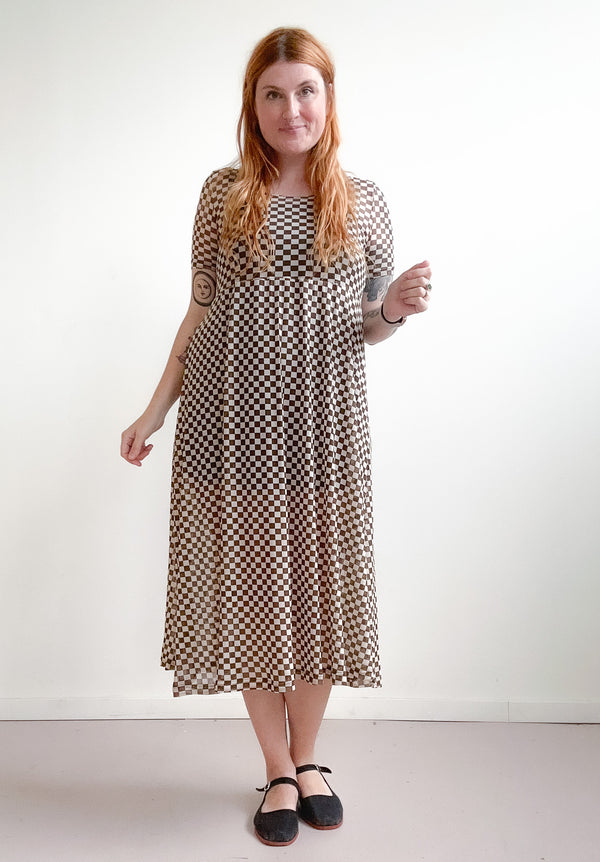 Megumi Dress in Brown Checker