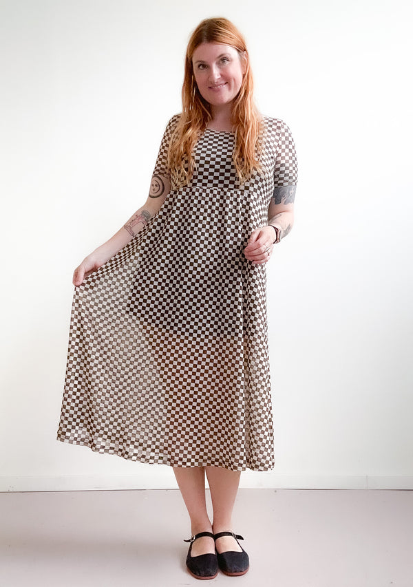 Megumi Dress in Brown Checker