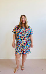 TOTALLY BESTIES Sammy T-Shirt Dress in Quilt