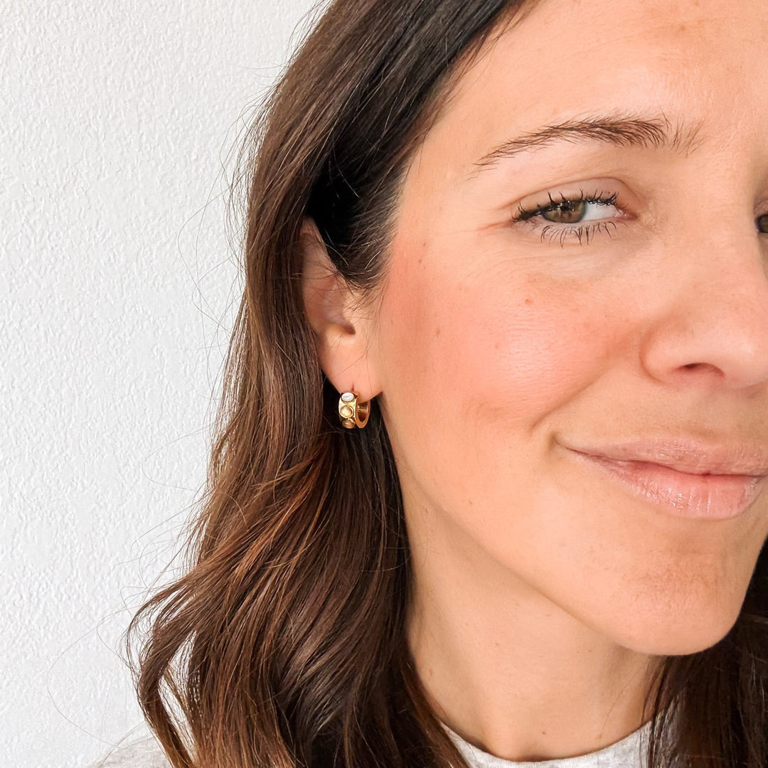 Triple Stone Super Chunky Huggie Hoop Earrings