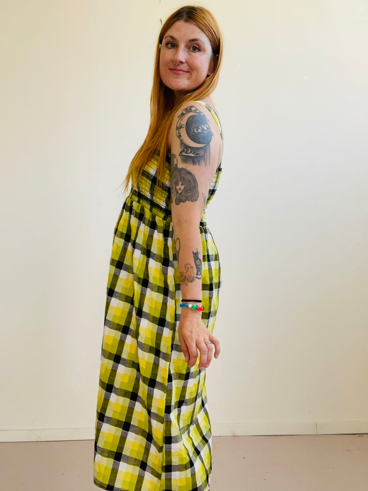 Leah in Bumblebee Checker