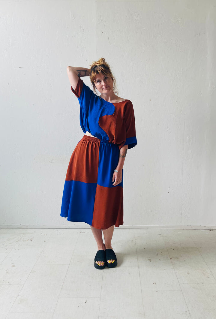 Eva Midi Skirt in Kristina Grid