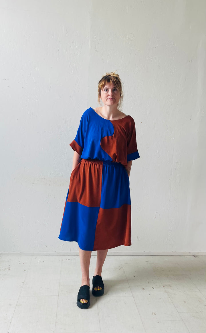 Eva Midi Skirt in Kristina Grid