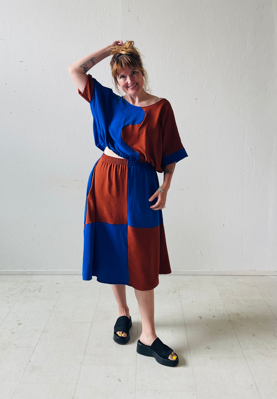 Eva Midi Skirt in Kristina Grid
