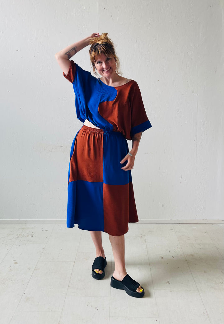 Eva Midi Skirt in Kristina Grid