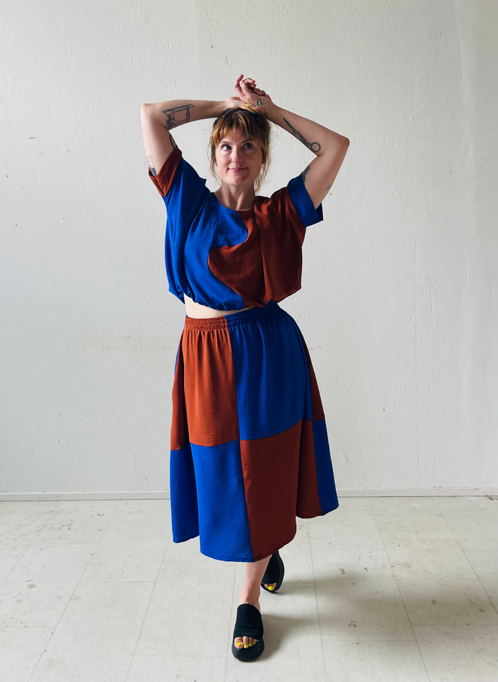 Eva Midi Skirt in Kristina Grid