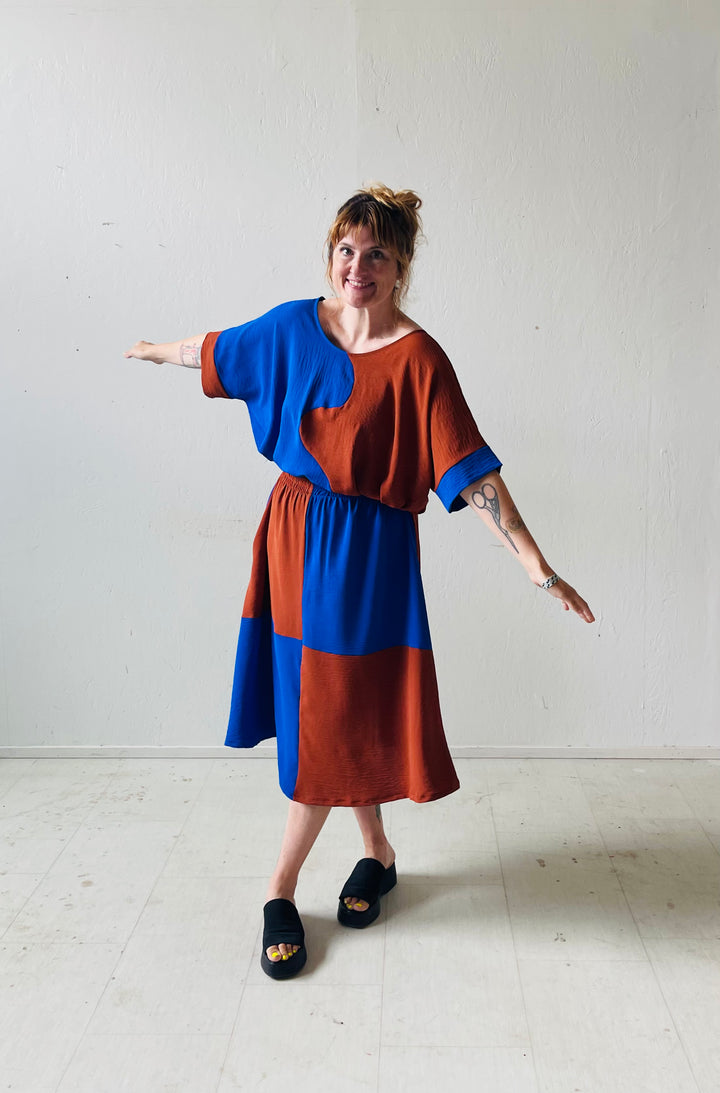 Eva Midi Skirt in Kristina Grid