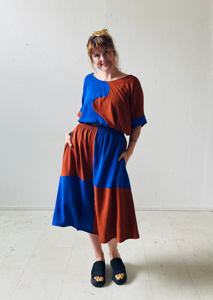 Eva Midi Skirt in Kristina Grid
