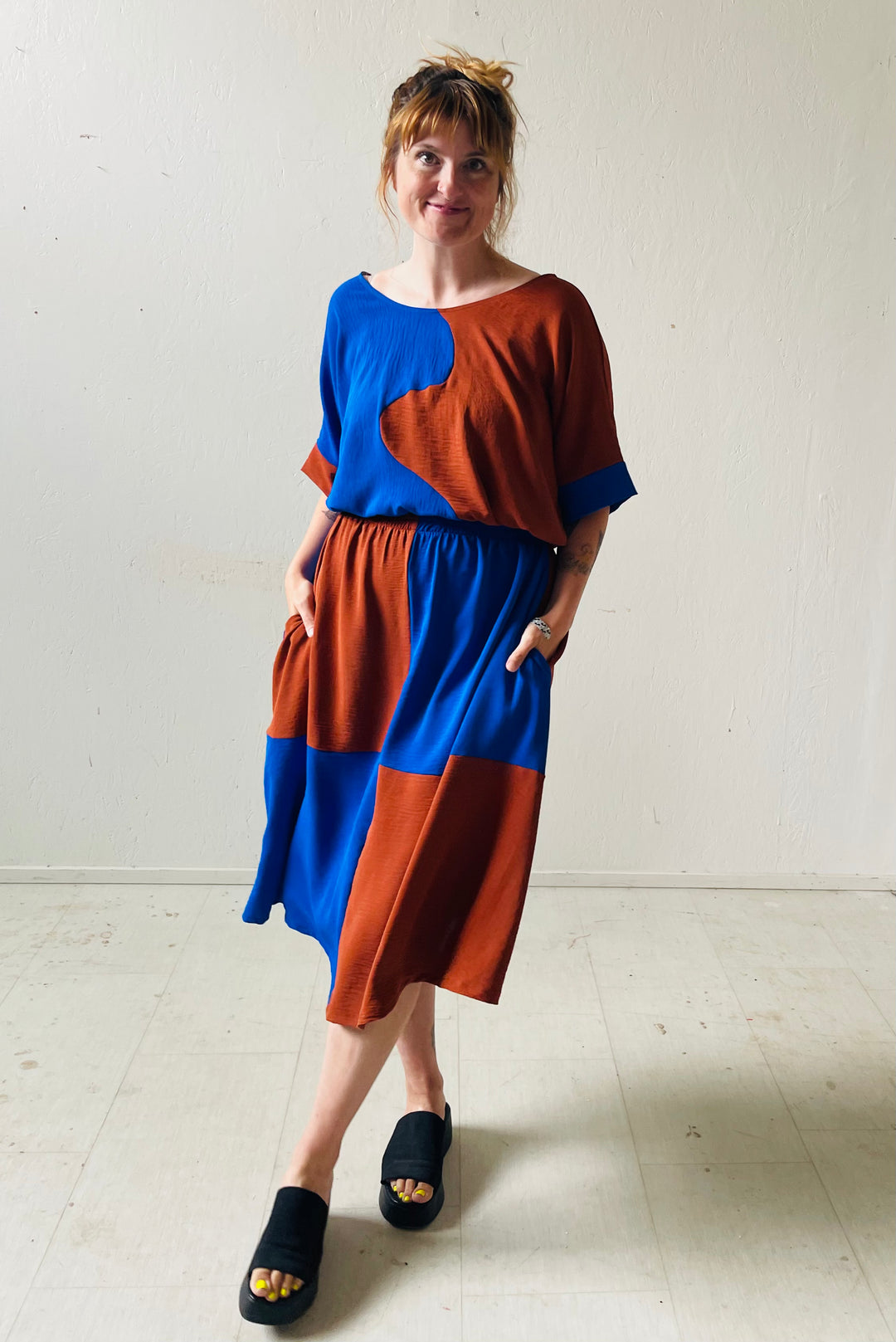 Eva Midi Skirt in Kristina Grid