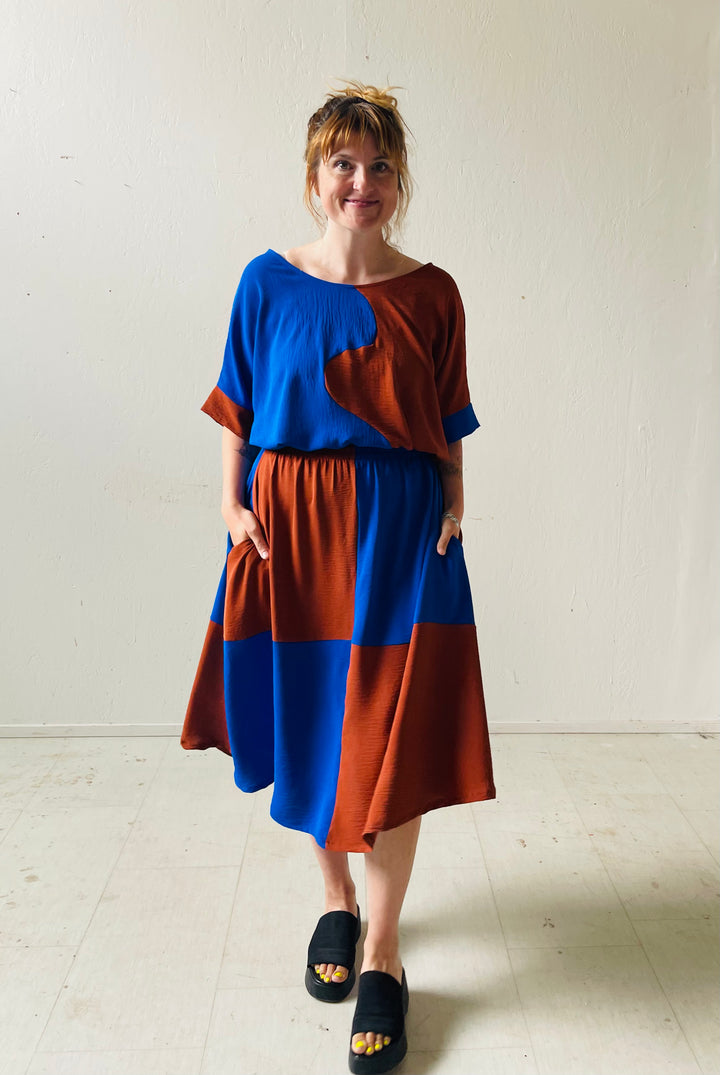 Eva Midi Skirt in Kristina Grid