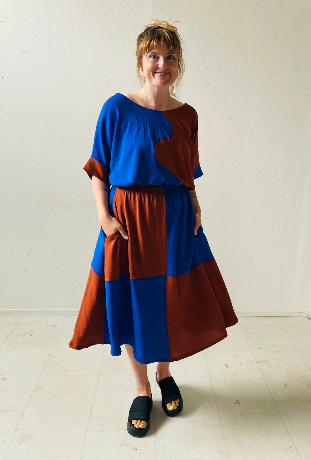 Eva Midi Skirt in Kristina Grid