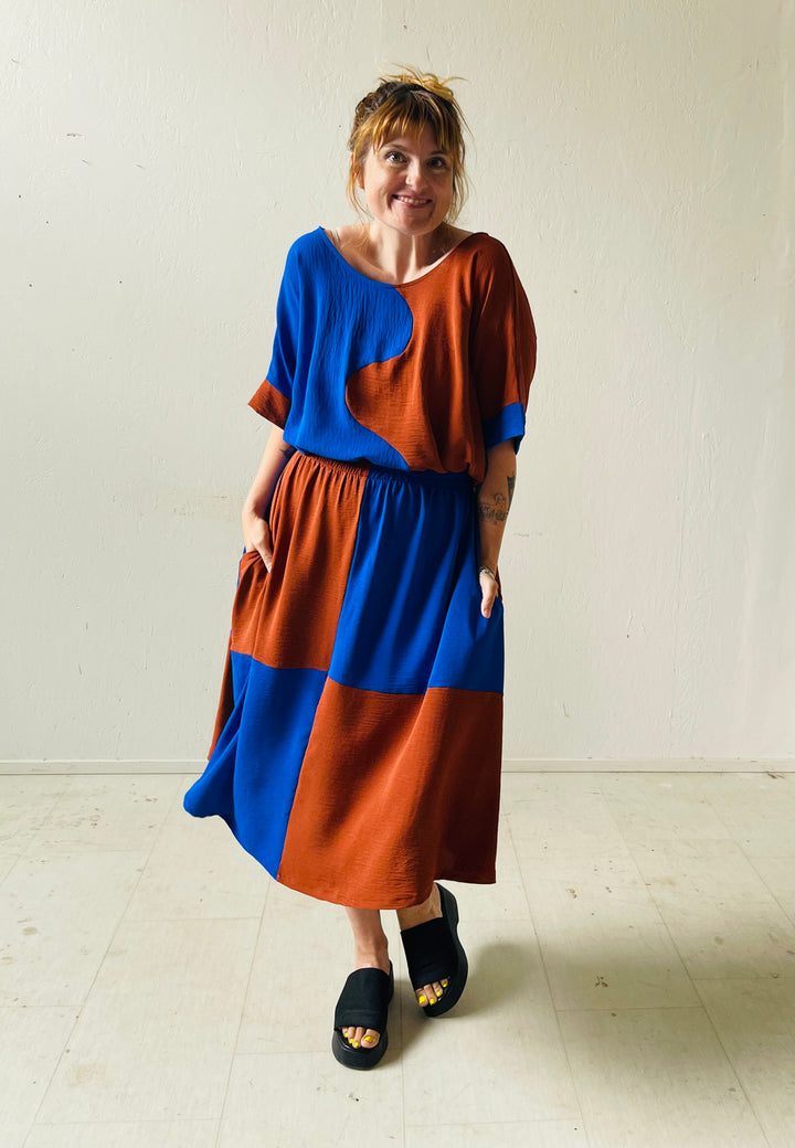Eva Midi Skirt in Kristina Grid