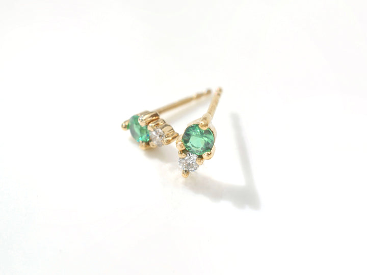 Emerald and Diamond Studs
