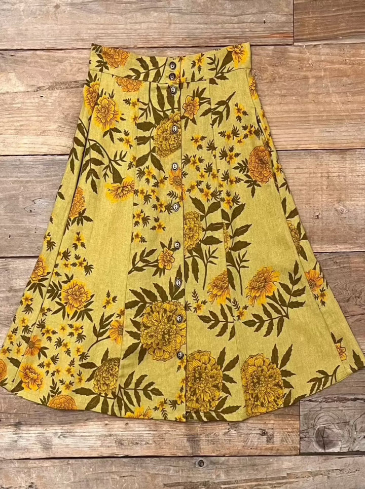 Bae Skirt in Mustard Marigold Linen
