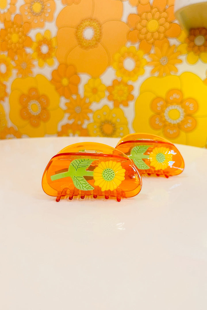 Sunflower Hair Claw in Tangerine