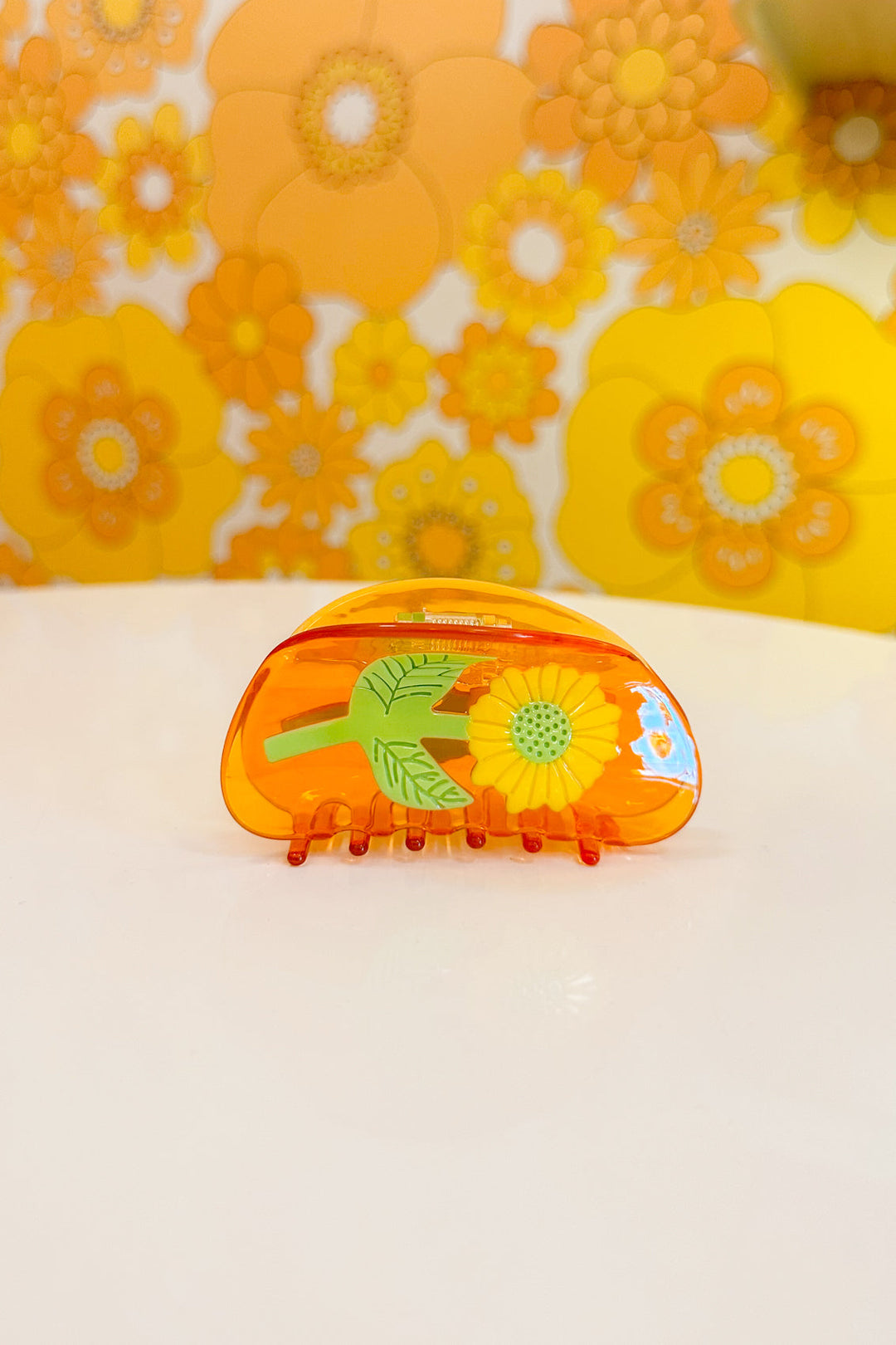 Sunflower Hair Claw in Tangerine