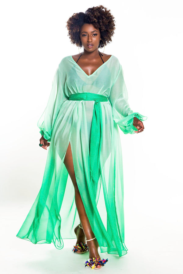 Full Sleeved Ombre Poolside Maxi Dress- Mint