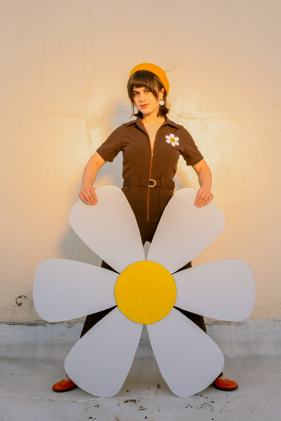 The Flower Power Jumpsuit in Chocolate
