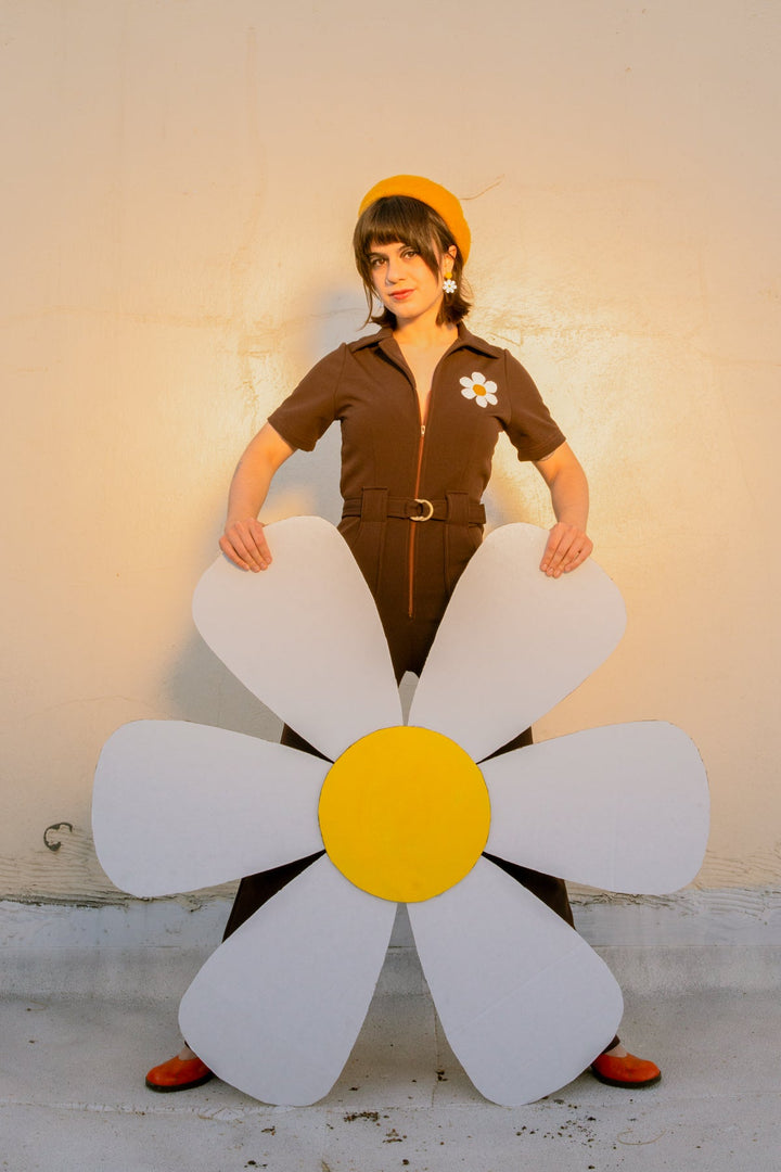 The Flower Power Jumpsuit in Chocolate
