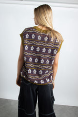 Knitted Floral Sweater Vest