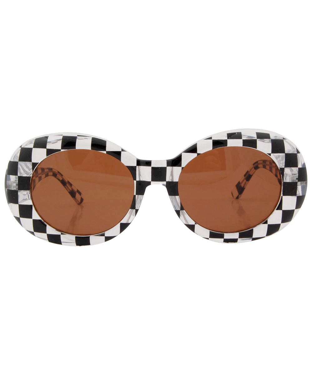 HEAVEN Crystal/Checkers Indie Oval 90s Sunglasses