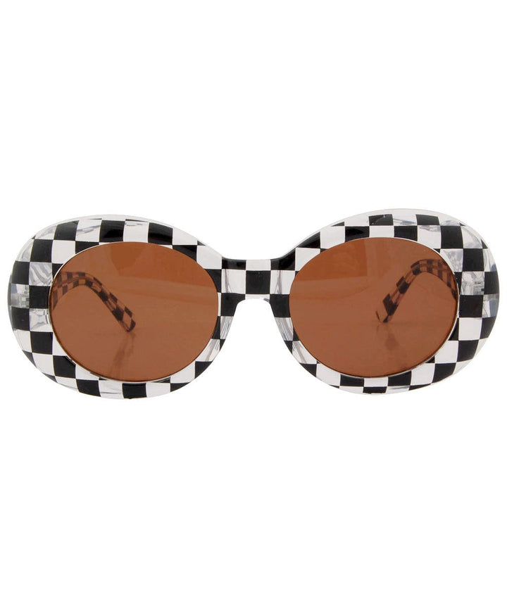 HEAVEN Crystal/Checkers Indie Oval 90s Sunglasses