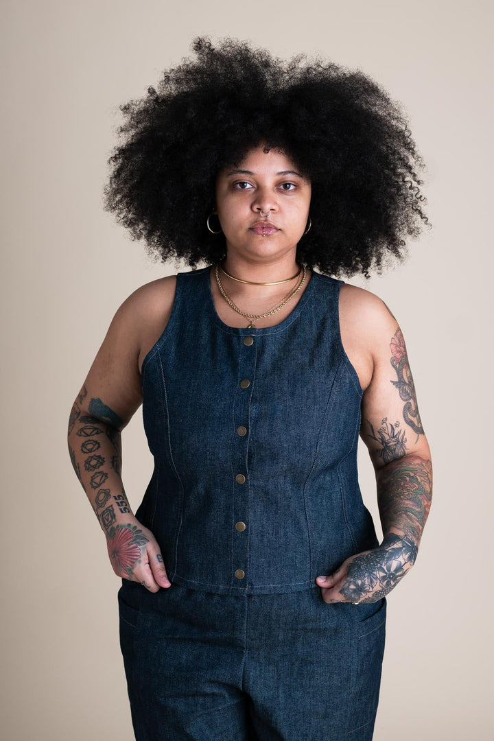 Katherine Vest (Updated) in Cone Denim
