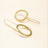 Brass Oval Drop Earrings