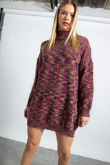 Knitted Space Dye Polo Neck Dress