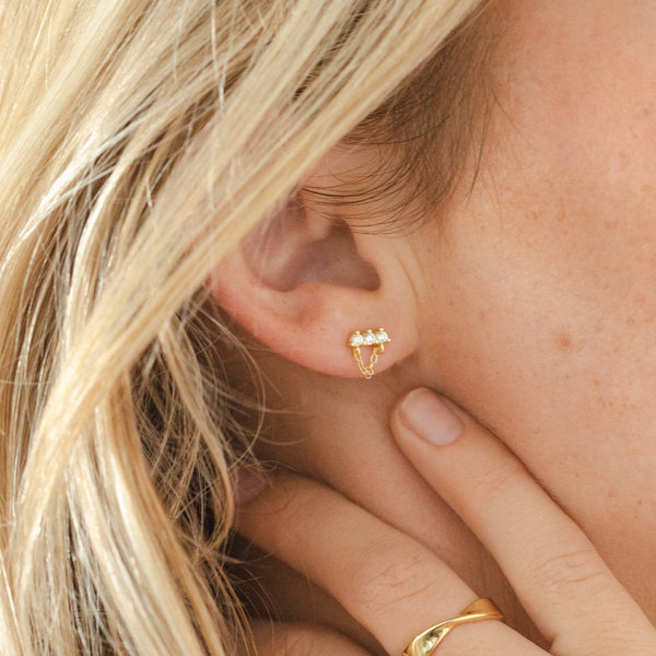 Lou Gold Chain Stud Earrings