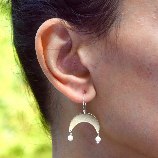 Crescent moon hot sale drop earrings
