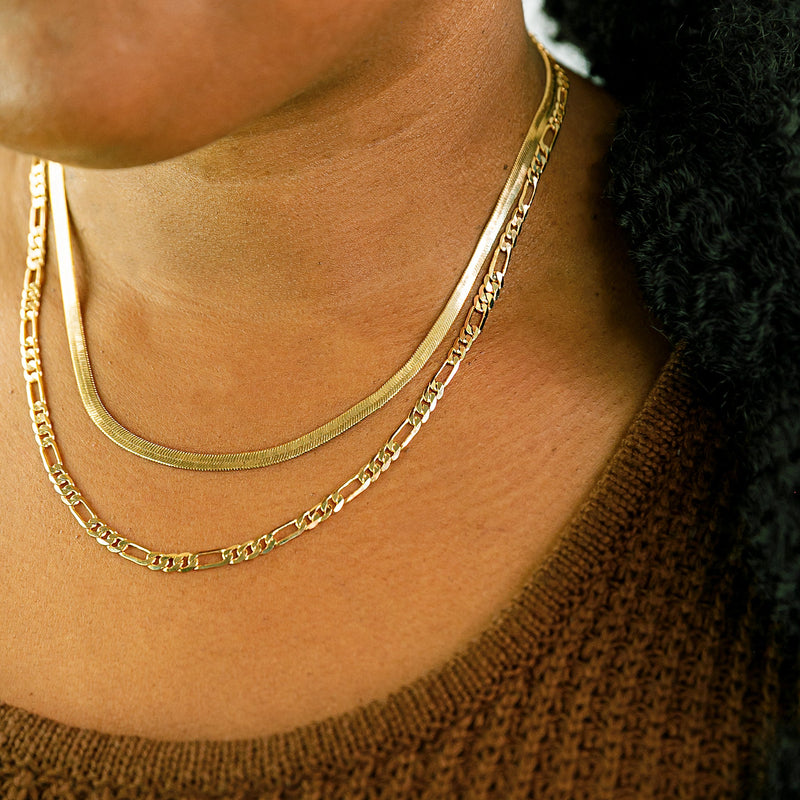 Luxe Beveled Figaro Chain Necklace