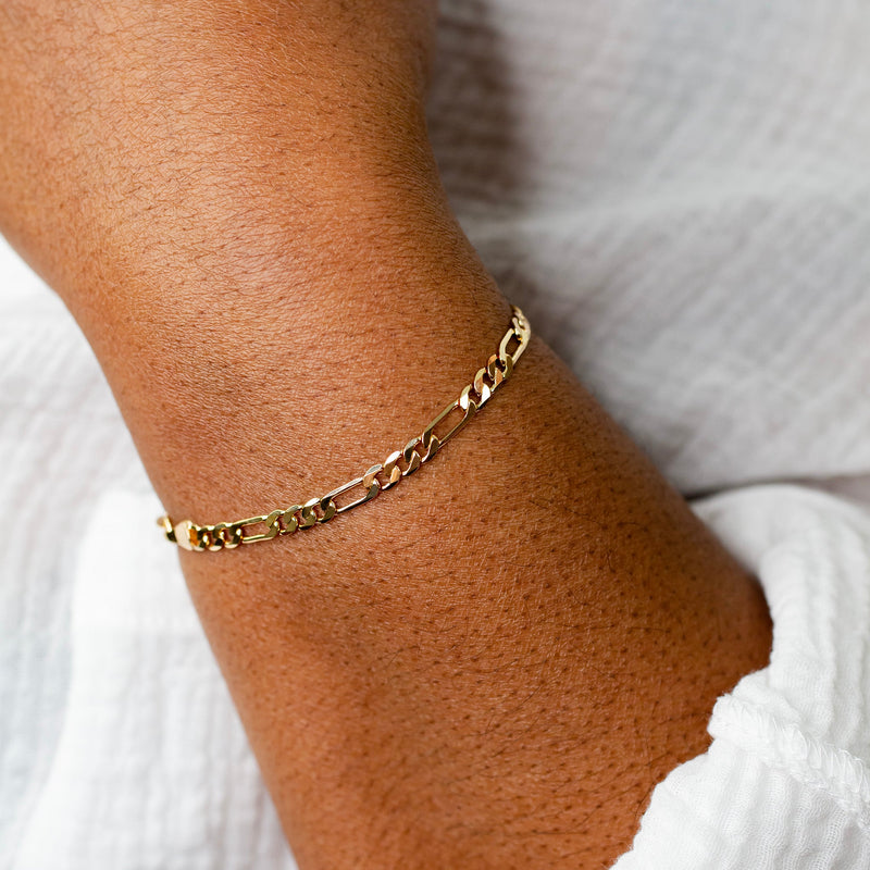 Luxe Beveled Figaro Chain Bracelet