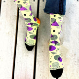 Bright Pop Art Yellow and Purple Patterned Socks from the Sock Panda