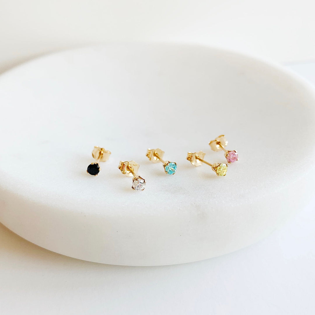 Dainty Gem Studs - Clear