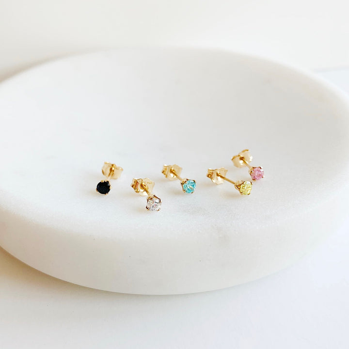 Dainty Gem Studs - Clear