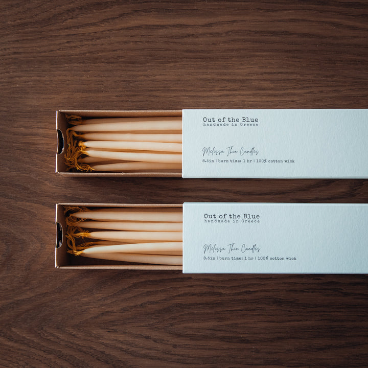 Melissa Beeswax Thin Tapers - Set of 15