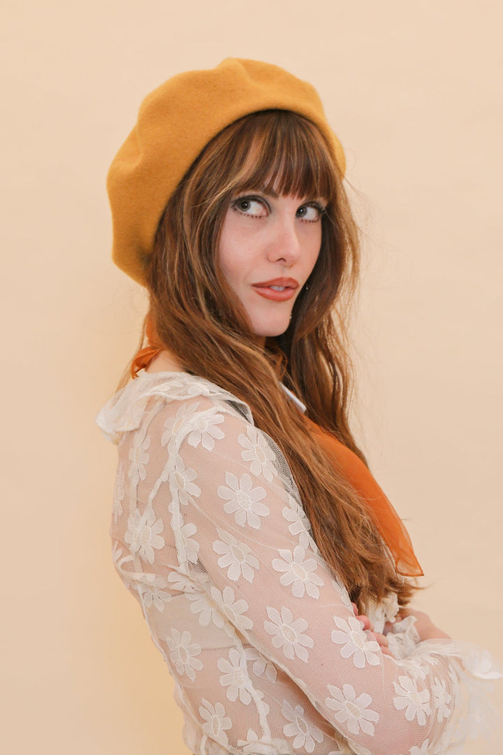 Brigitte Beret in Mustard