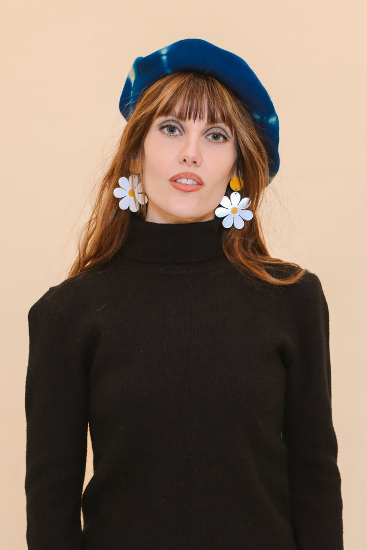 Brigitte Beret in Indigo Tie-Dye